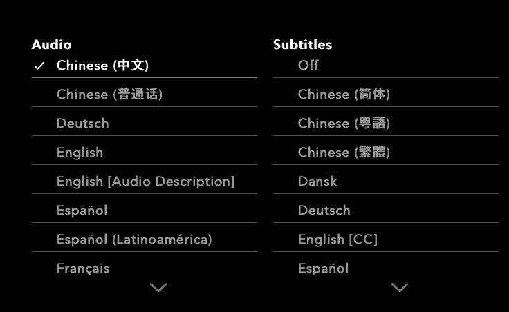 Disney+ audio subtitle language