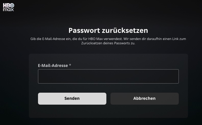 reset hbo max password