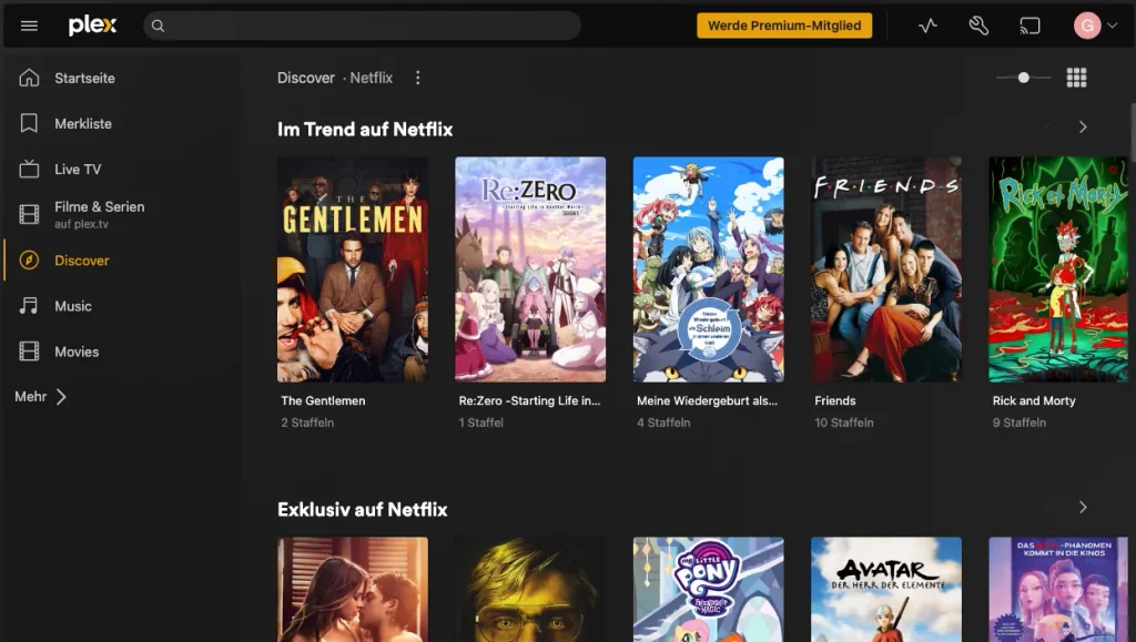 Netflix-Titel auf Plex durchstöbern