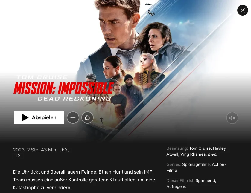 Tom-Cruise-Filme: Mission: Impossible &ndash; Dead Reckoning