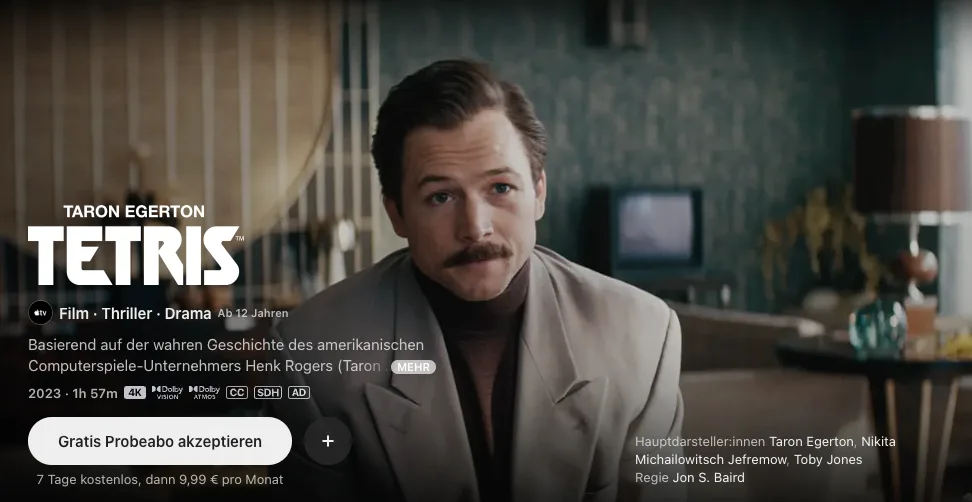 Die besten Filme auf Apple TV: Tetris