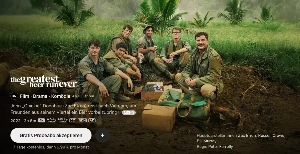 Die besten Filme auf Apple TV: The Greatest Beer Run Ever