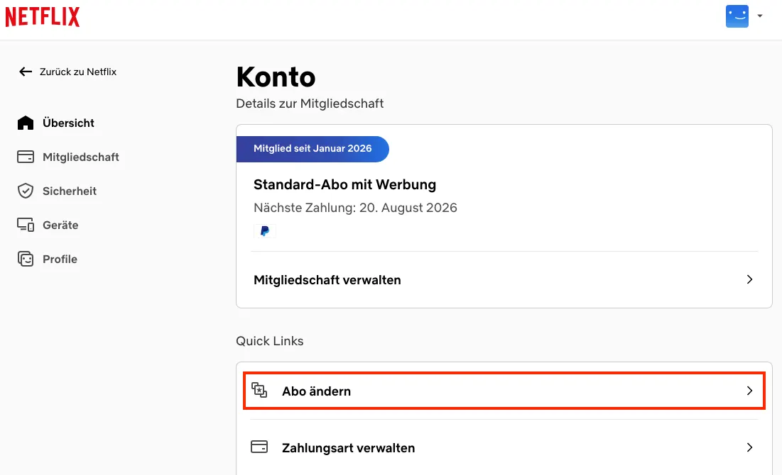 Netflix-Abo ändern