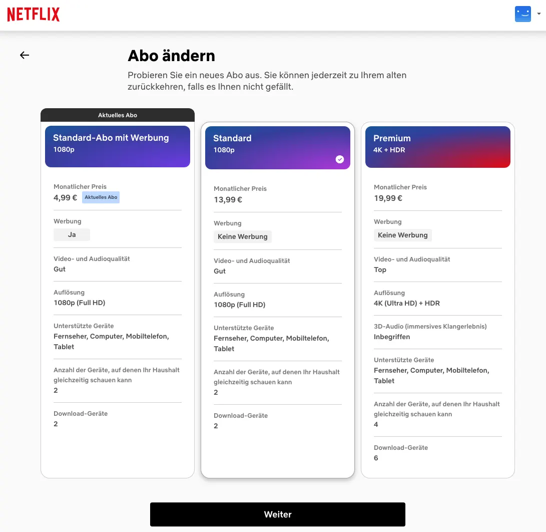Netflix-Abo ändern