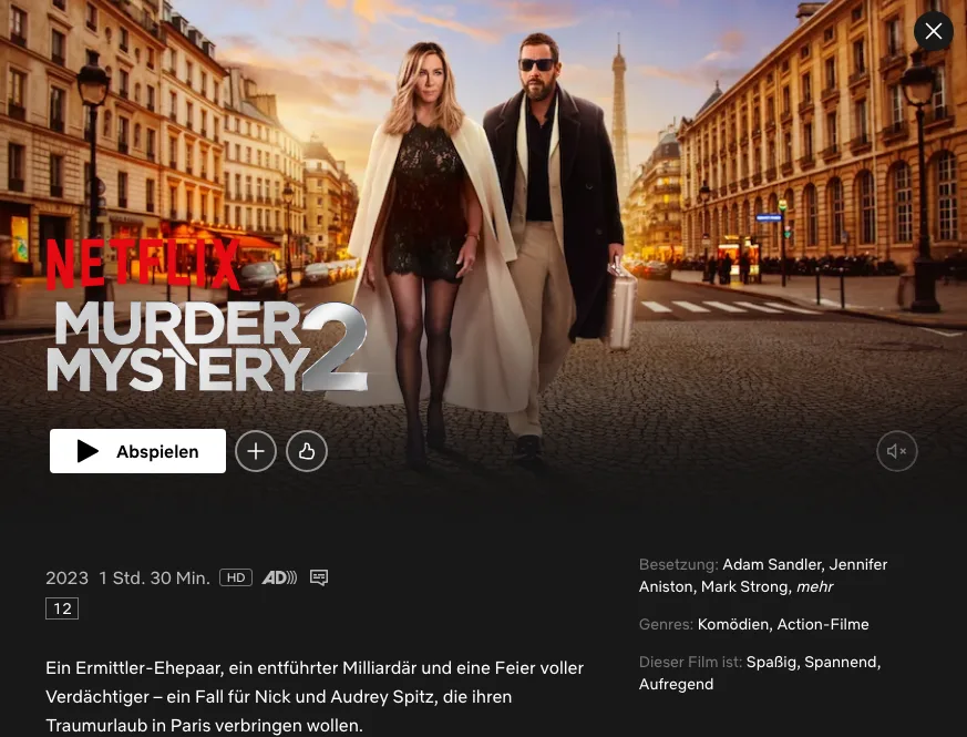 Jennifer Aniston-Filme auf Netflix: Murder Mystery 2