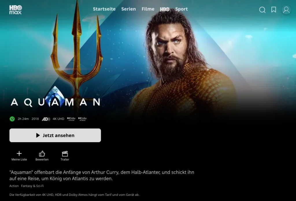 4K-Filme auf HBO Max: Aquaman