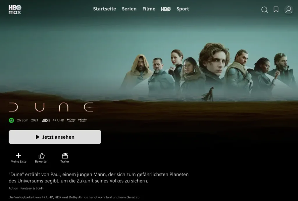4K-Filme auf HBO Max: Dune