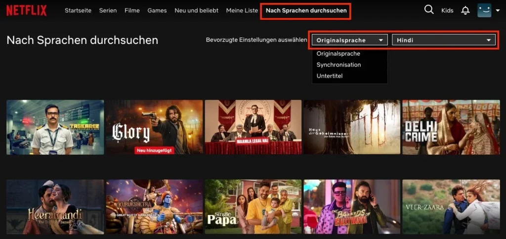 Finde Hindi-Filme auf Netflix