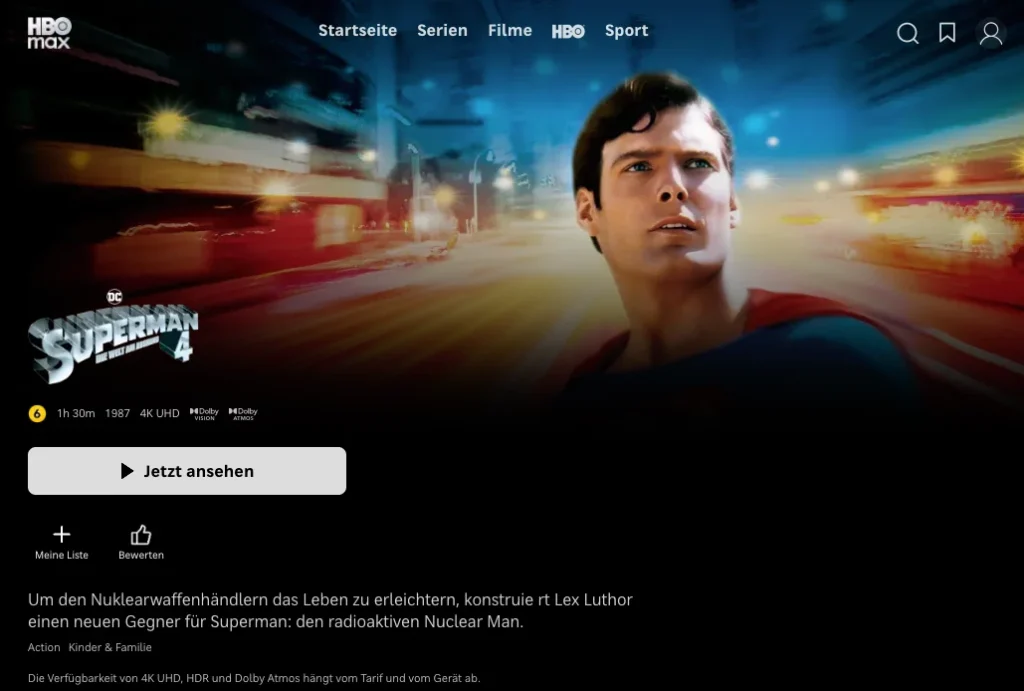 4K-Filme auf HBO Max: Superman - Der Film
