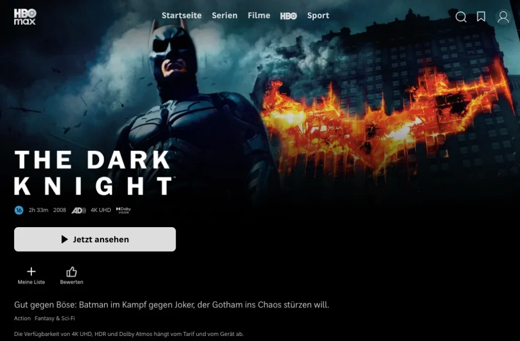 4K-Filme auf HBO Max: The Dark Knight