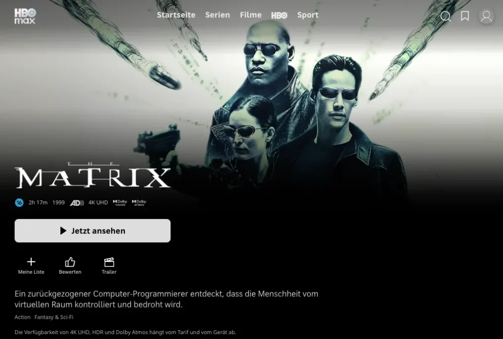4K-Filme auf HBO Max: The Matrix