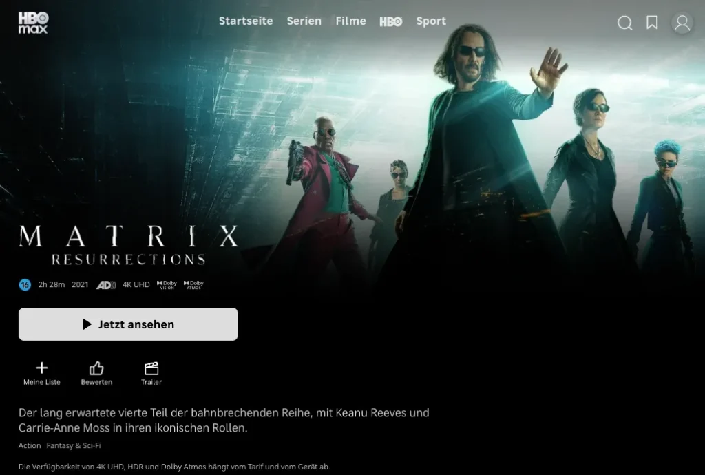 4K-Filme auf HBO Max: The Matrix Resurrections