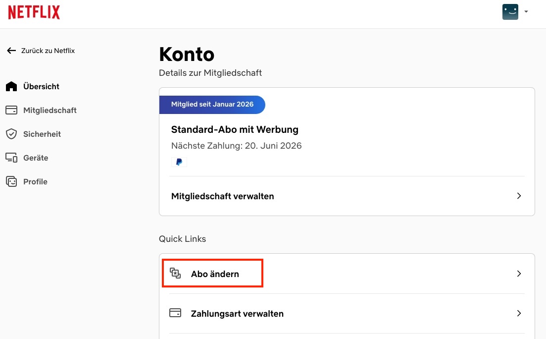 Netflix-Abo ändern