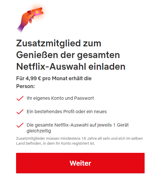 Netflix Zusatzmitglied