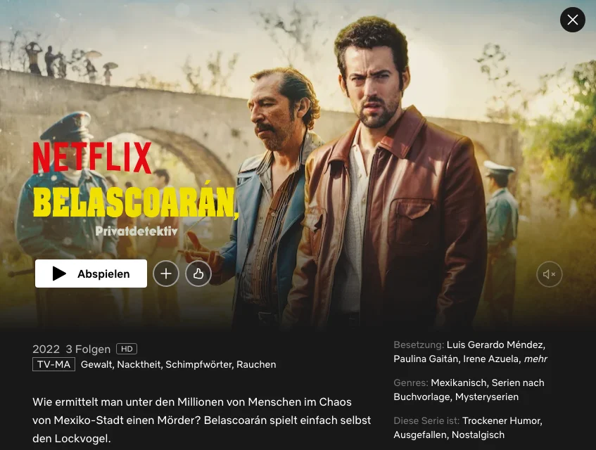 Netflix-Serien auf Spanisch: Belascoar&aacute;n, PI (Belascoar&aacute;n, Privatdetektiv)