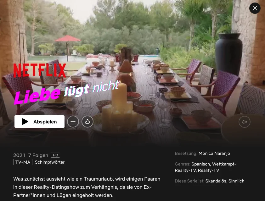 Netflix-Serien auf Spanisch: Amor con fianza (Liebe l&uuml;gt nicht)