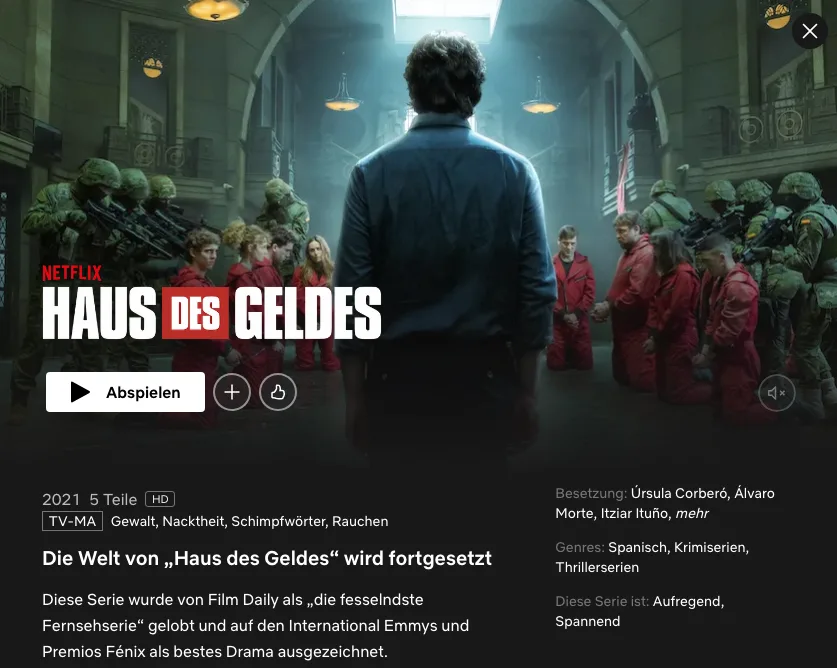 Netflix-Serien auf Spanisch: Haus des Geldes (La Casa de Papel)