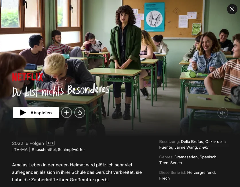 Netflix-Serien auf Spanisch: T&uacute; no eres especial (Du bist nichts Besonderes)