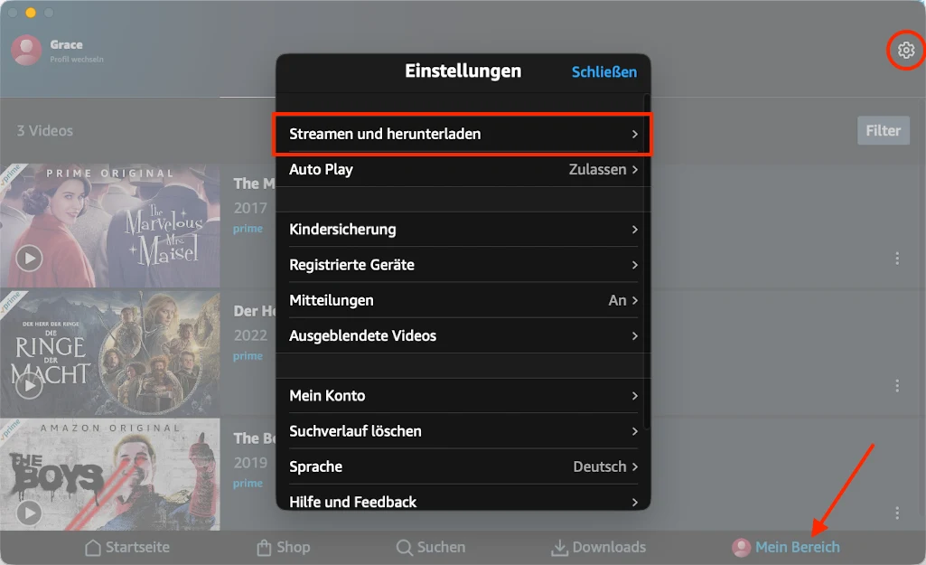 Prime Video-Qualität auf dem Mac ändern
