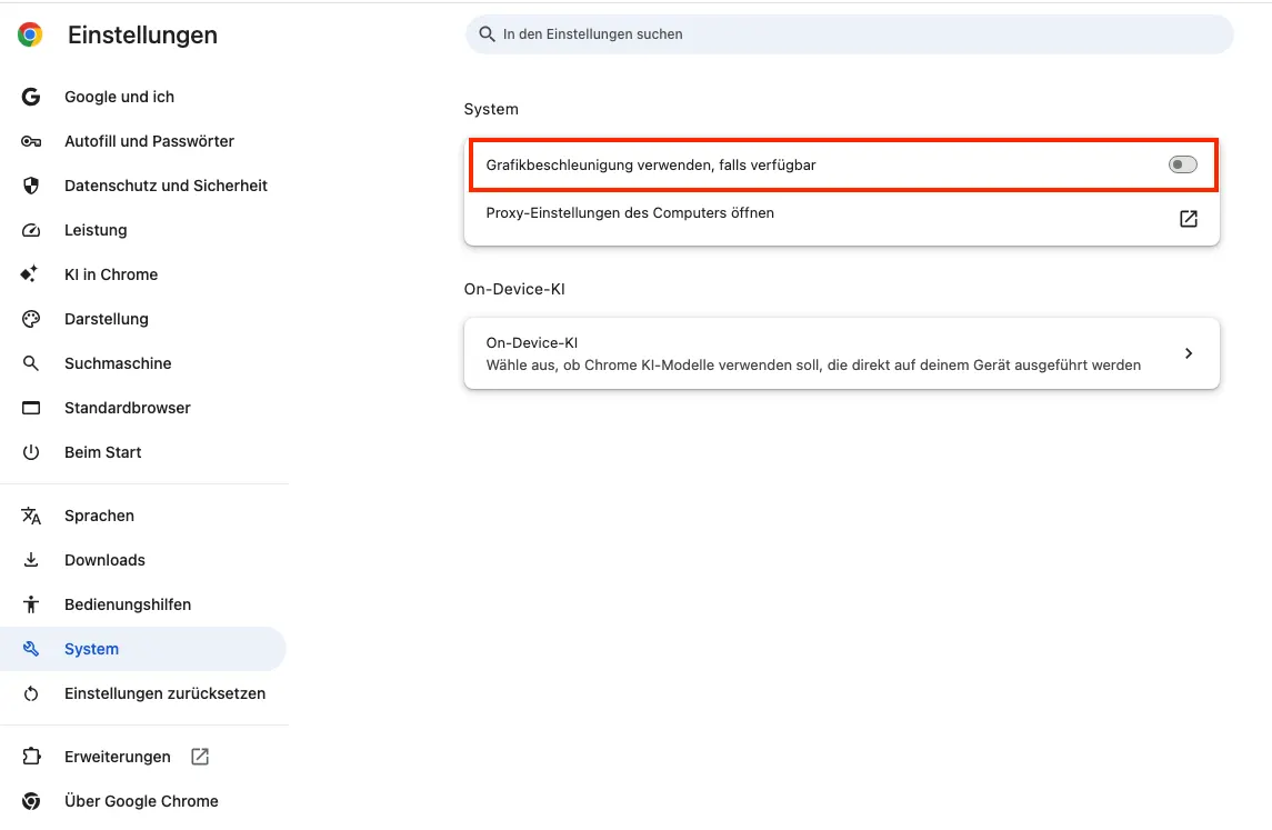 Hardwarebeschleunigung Chrome