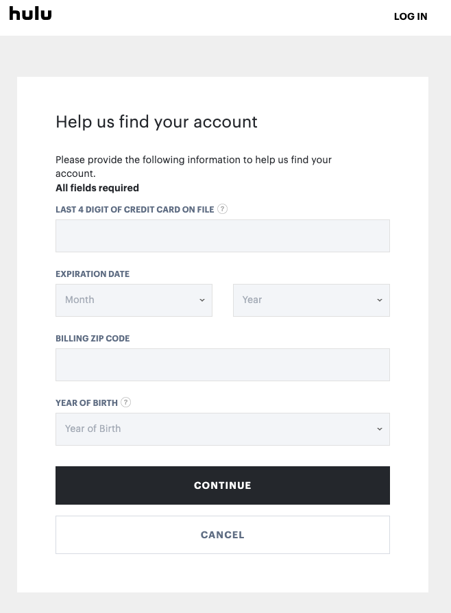 find your hulu account