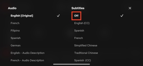 Netflix Subtitles Mobile