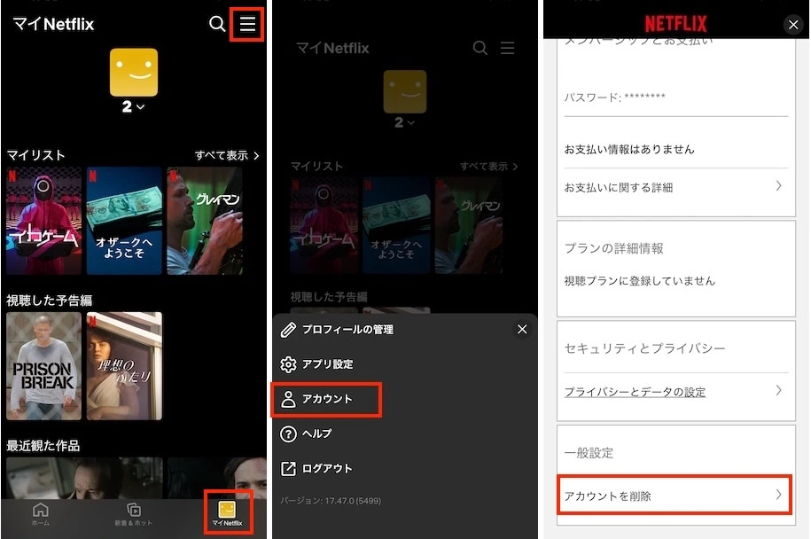 delete netflix account mobile
