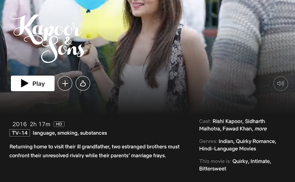 Netflixのヒンディー語映画:『カプール家の家族写真』