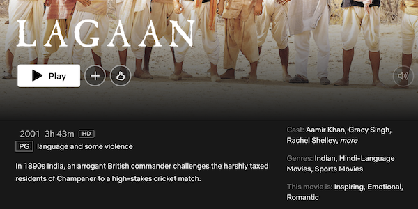 Netflixのヒンディー語映画:『ラガーン』