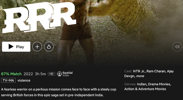 Netflixのヒンディー語映画:RRR