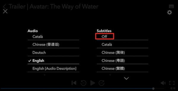 turn off subtitles