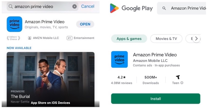 get prime video on mobile