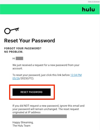 Update Your Password email 