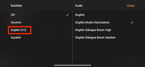 Select Subtitle Language on Phone