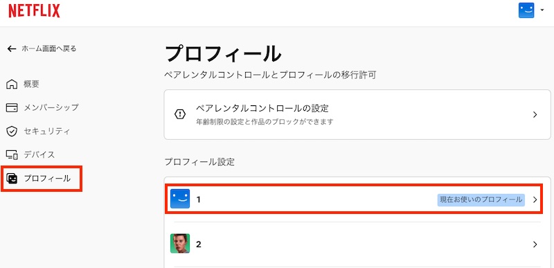 Netflixプロフィール