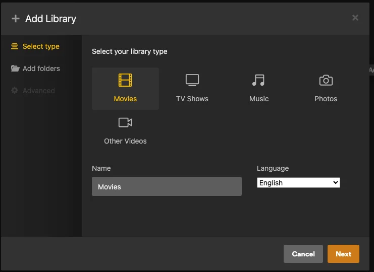 Plex library type