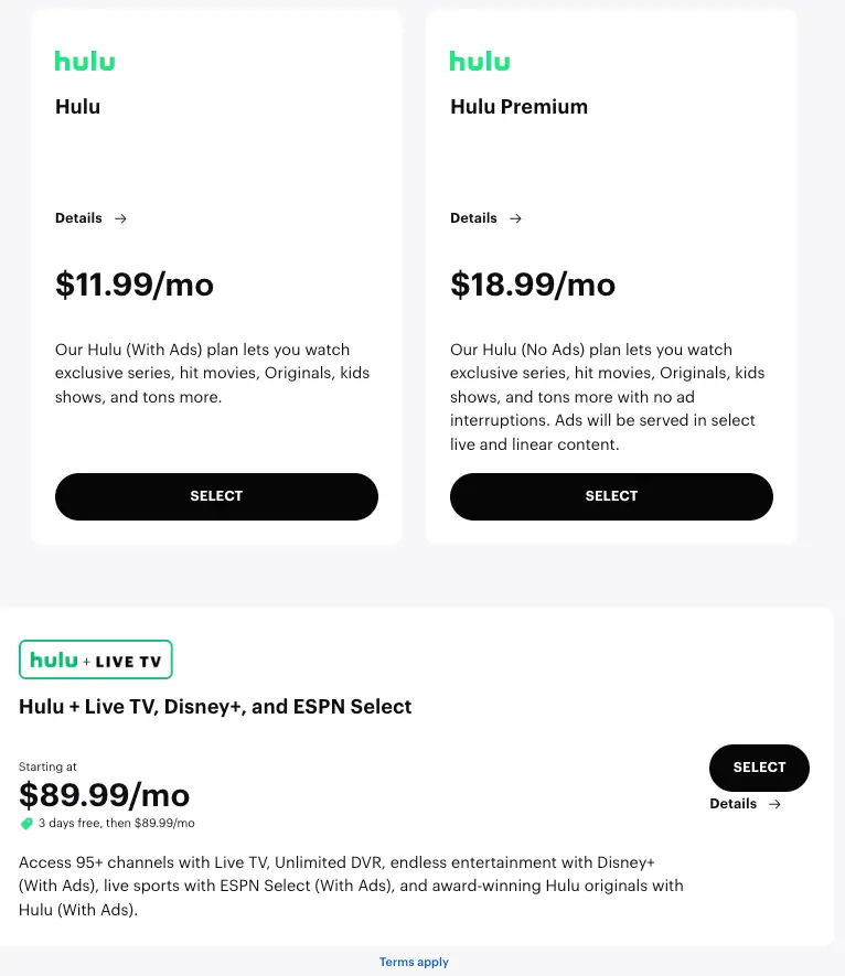Hulu-Tarife