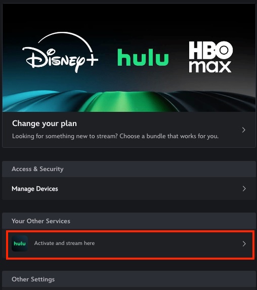 Active Hulu on Disney+