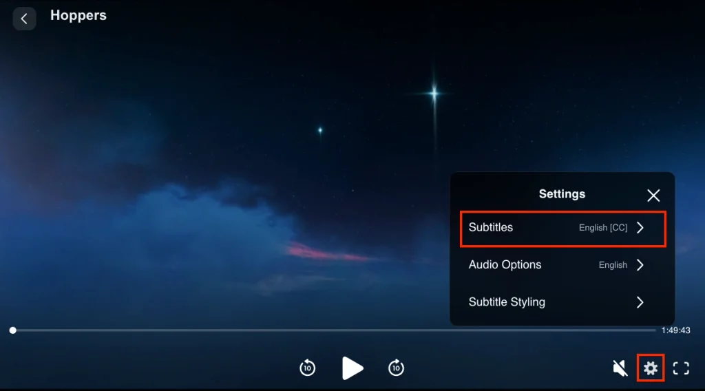 Turn off Disney+ subtitles on web player