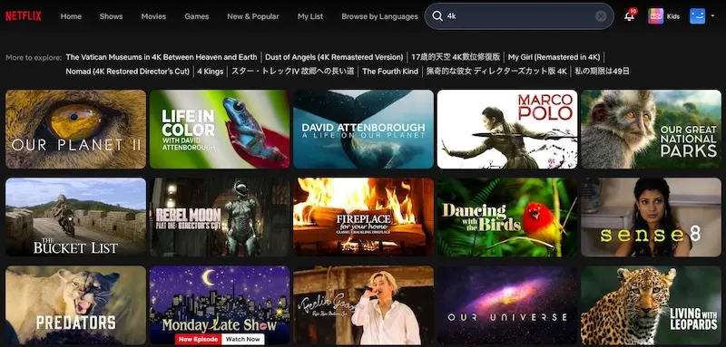 Netflix 4K content