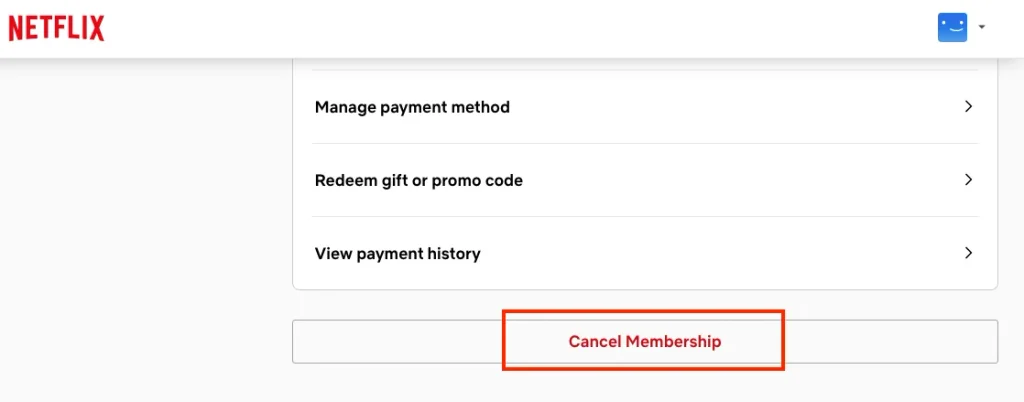 Cancel Netflix on website