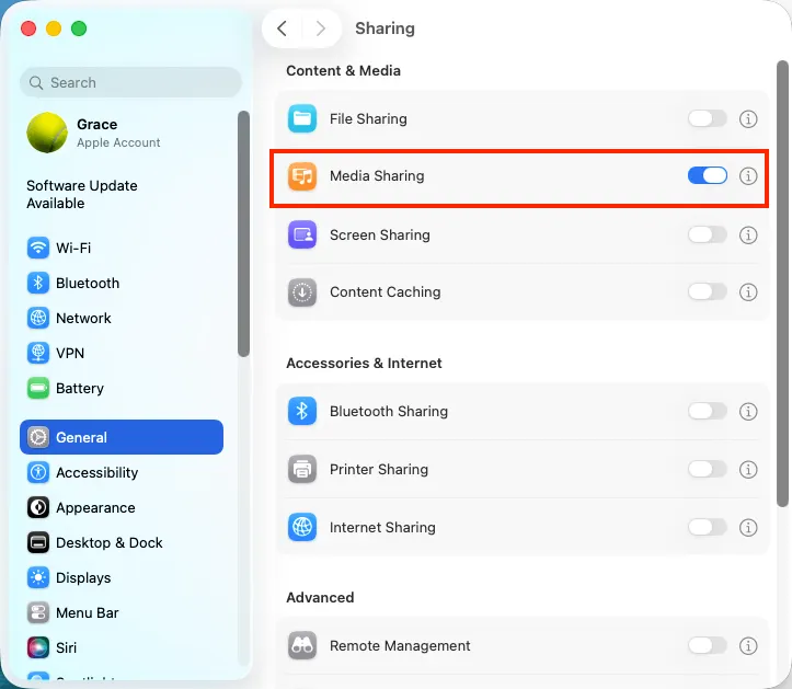 Mac Media Sharing