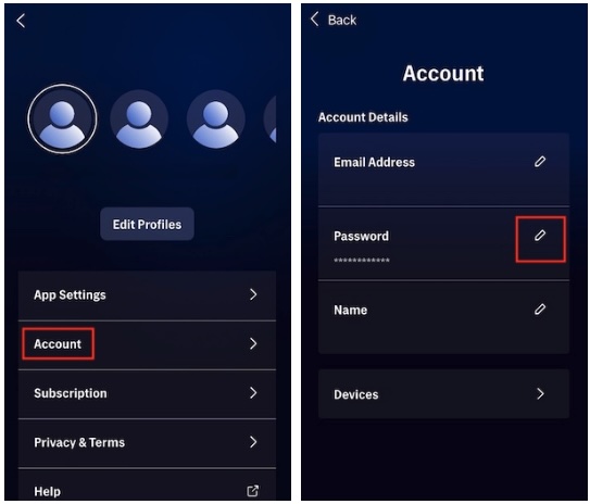 change hbo max password
