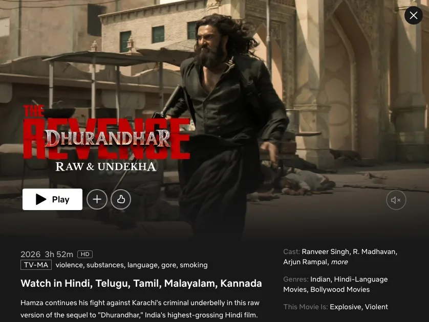 Netflix-Filme auf Hindi: Dhurandhar The Revenge