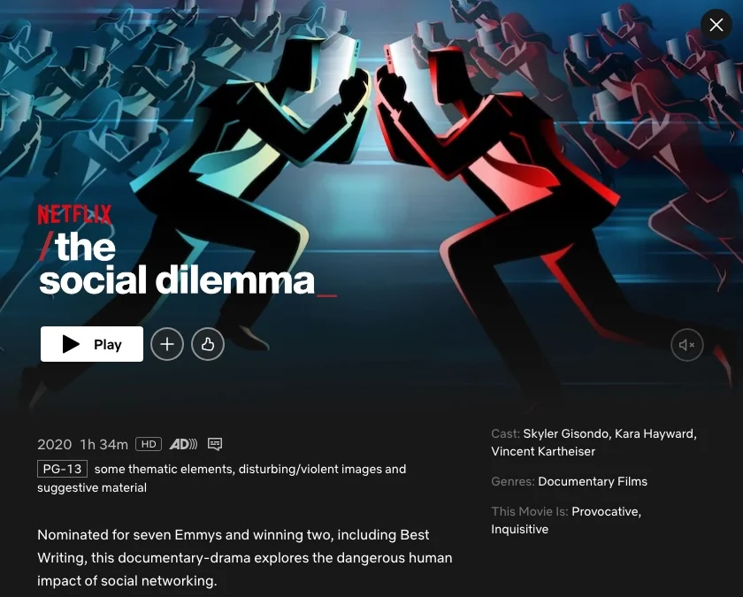 Netflix Documentaries: The Social Dilemma