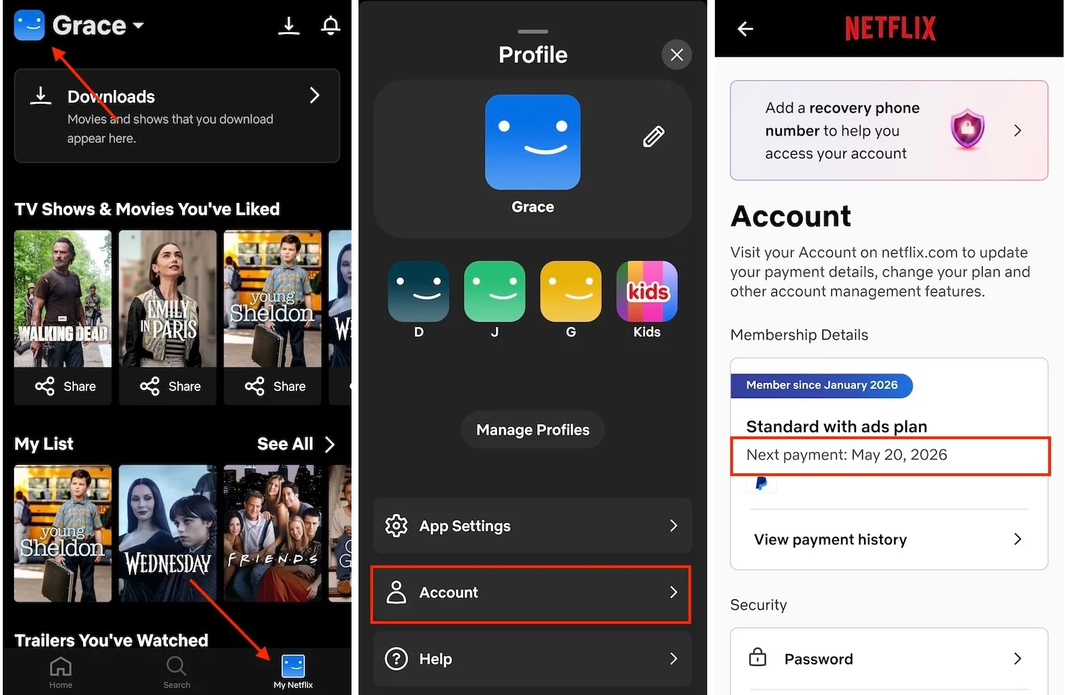 Netflix billing date mobile