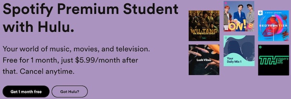 spotify student with free hulu