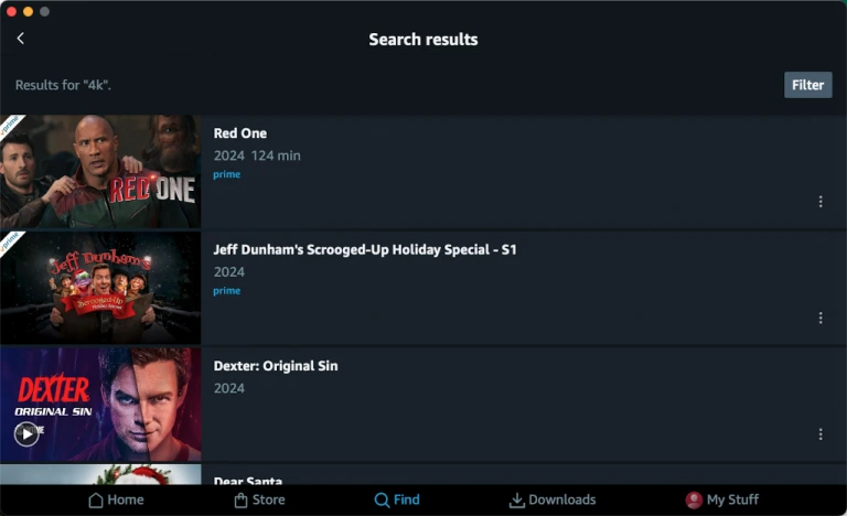 search for 4k prime video