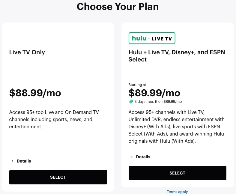 Hulu Live TV plans