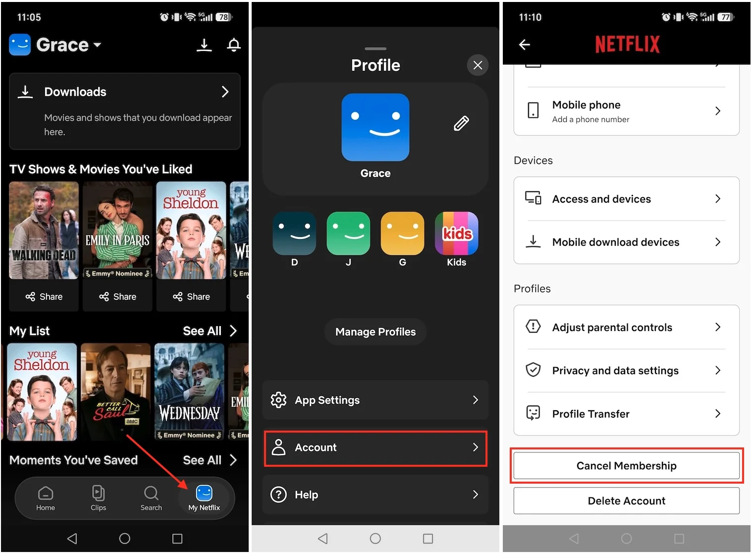 Cancel Netflix on mobile app